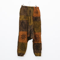 Patchwork Block Print Harem Pants