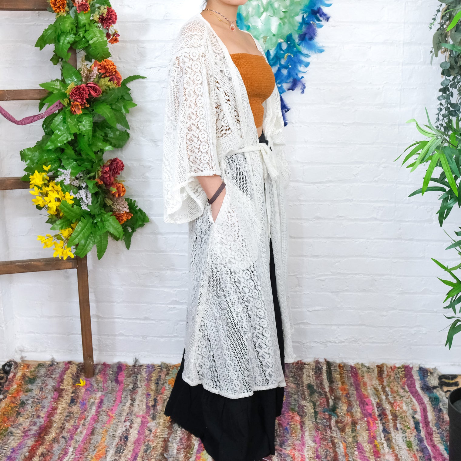 Cosmic Boheme Lace Kimono with Pockets