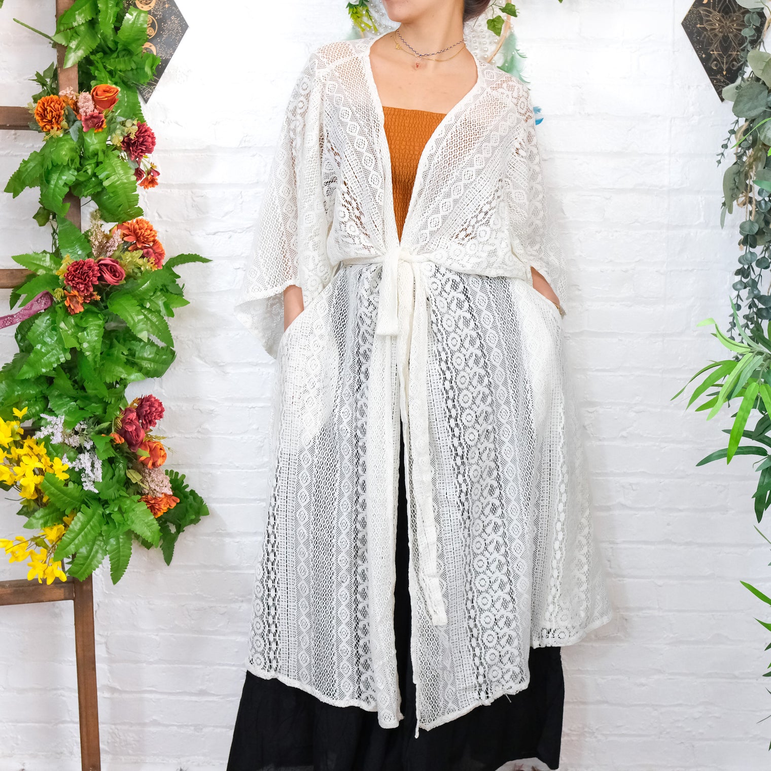 Cosmic Boheme Lace Kimono with Pockets