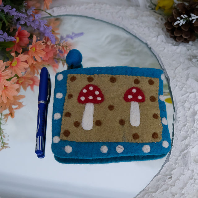 Handmade Felted Mushroom Wool Purse