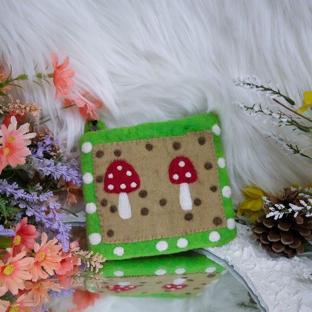 Handmade Felted Mushroom Wool Purse