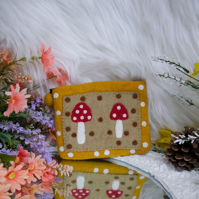 Handmade Felted Mushroom Wool Purse