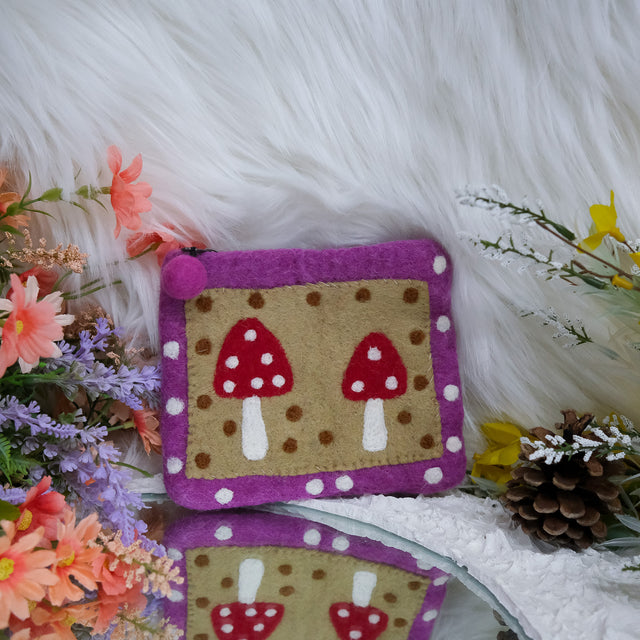 Handmade Felted Mushroom Wool Purse