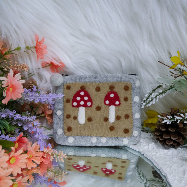 Handmade Felted Mushroom Wool Purse