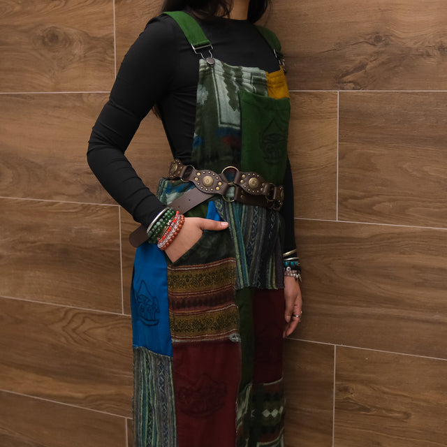 Patchwork Wool Blend Wide Leg Jumpsuit