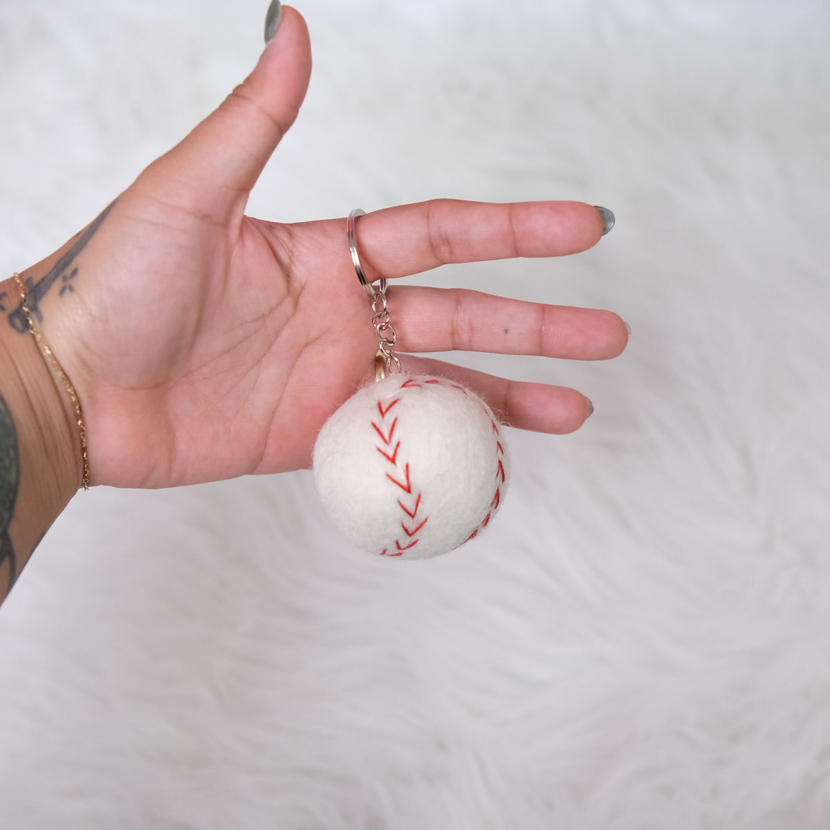 Handmade Felt Baseball Keychain