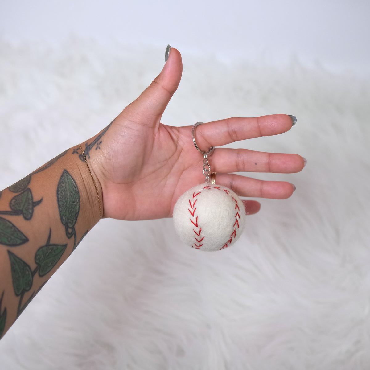 Handmade Felt Baseball Keychain