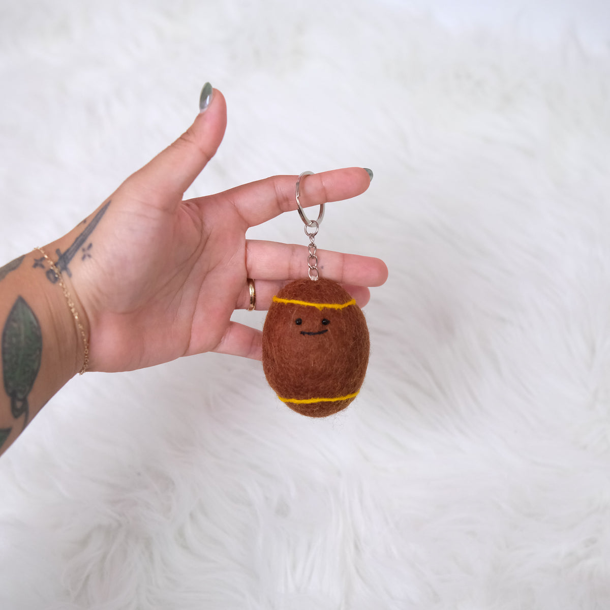 Handmade Felt Football Keychain