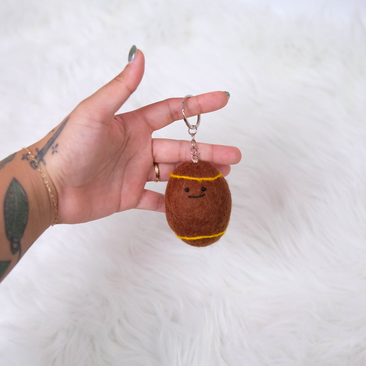 Handmade Felt Football Keychain