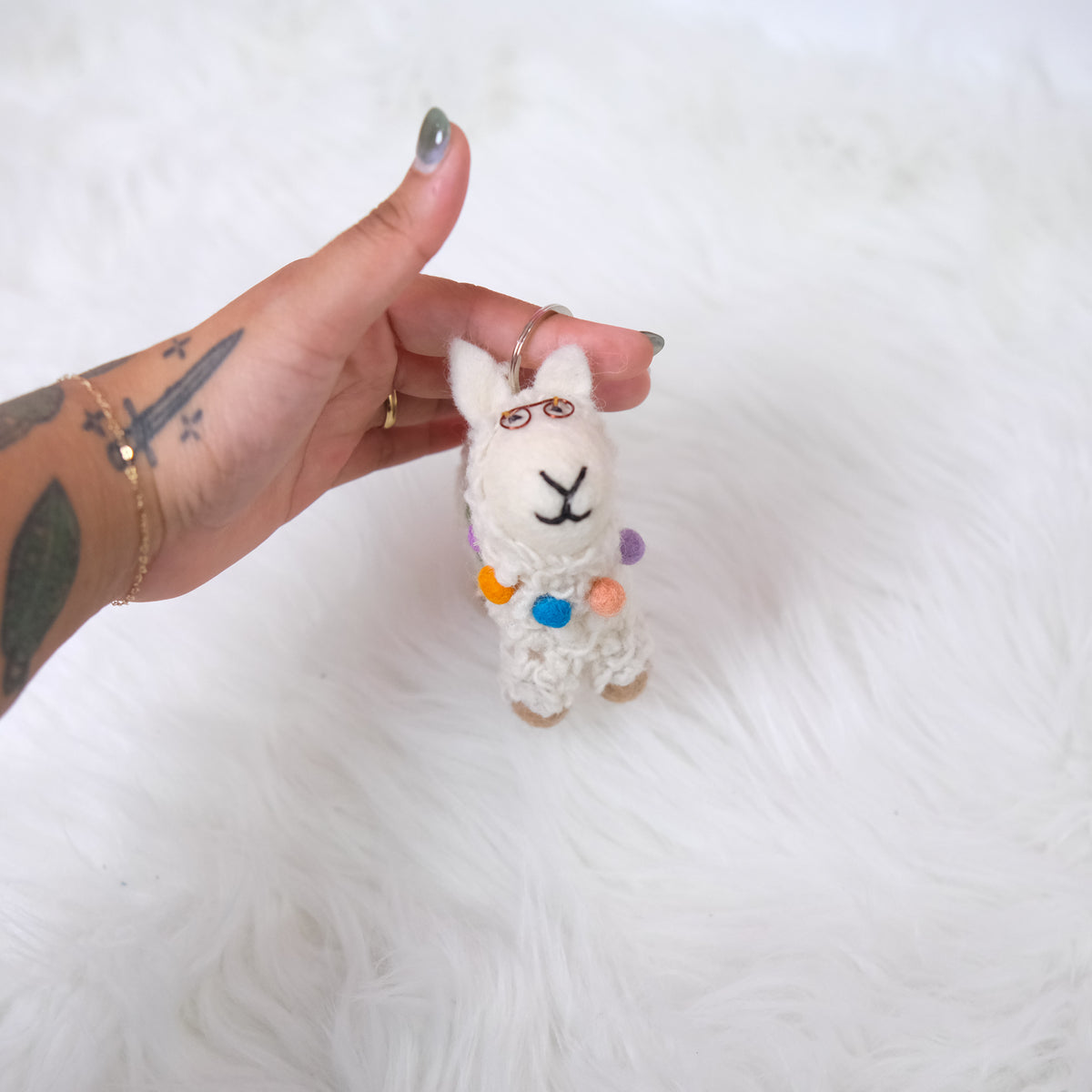 Handmade Felt Llama Keychain