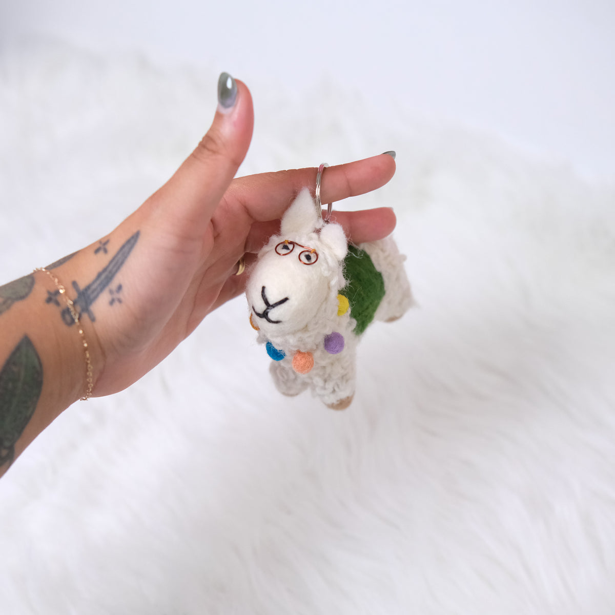 Handmade Felt Llama Keychain