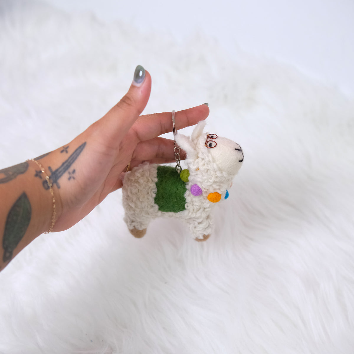 Handmade Felt Llama Keychain