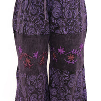 Paisley Boho Embroidered Flowy Wide Leg  Pants
