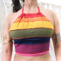 Rainbow Pride Reversible Cotton Halter Top