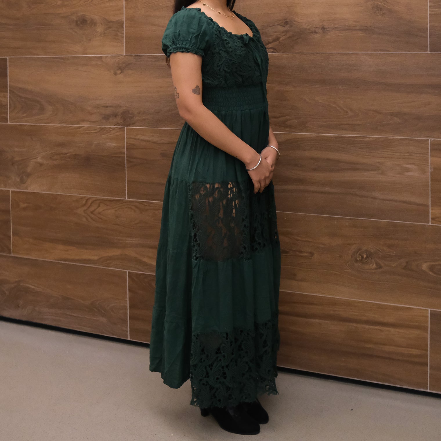Forest Muse Lace Boho Sheer Maxi Dress Green / Plus Size Forest Muse Lace Boho Sheer Maxi Dress Green / Plus Size