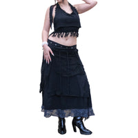 Boho Fairy Layered Festival Wrap Skirt Set with Halter Top