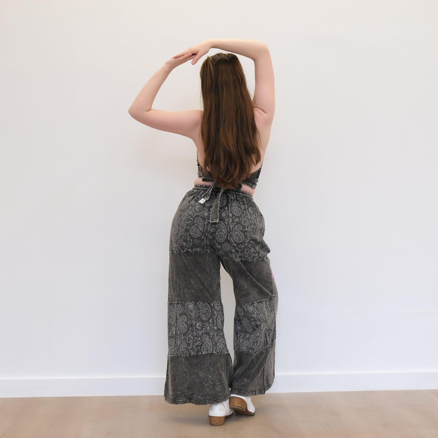 Paisley Boho Embroidered Flowy Wide Leg  Pants