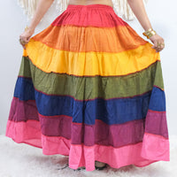 Rainbow Tiered Maxi Skirt with Pockets