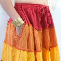 Rainbow Tiered Maxi Skirt with Pockets
