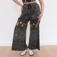 Paisley Boho Embroidered Flowy Wide Leg  Pants