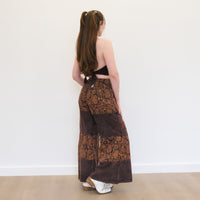 Boho Earthy Paisley Embroidered Flowy Pants with Reversible Bralette Set