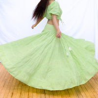 Gingham Flowy Skirt with Puff Sleeve Top