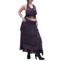 Boho Fairy Layered Festival Wrap Skirt Set with Halter Top
