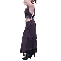 Boho Fairy Layered Festival Wrap Skirt Set with Halter Top