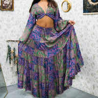 Ethereal Paisley Skirt with Ruffle Sleeve Top