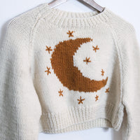 Celestial Crescent Moon Knit Crop