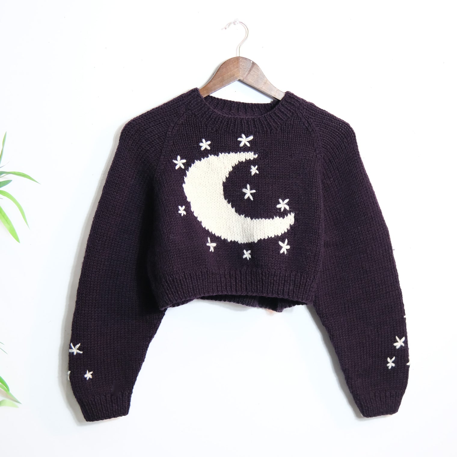 Celestial Crescent Moon Knit Crop