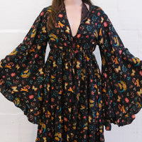 Whimsical Butterfly Garden Duster with Ruffle Bell Sleeves