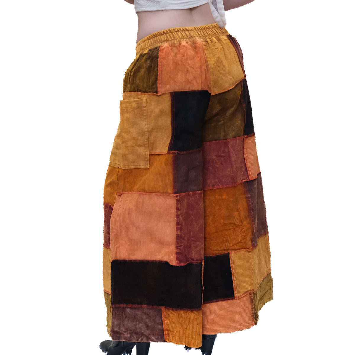 Patchwork Corduroy Wide Leg Pants