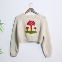 Fairycore Mushroom Knit Crop Sweater