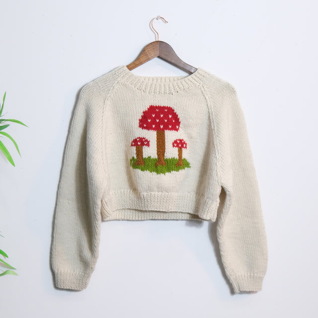 Fairycore Mushroom Knit Crop Sweater