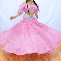 Gingham Flowy Skirt with Puff Sleeve Top