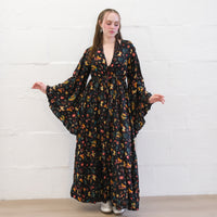 Whimsical Butterfly Garden Duster with Ruffle Bell Sleeves