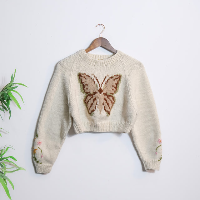 Butterfly Meadow Knit Crop Sweater