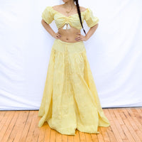 Gingham Flowy Skirt with Puff Sleeve Top