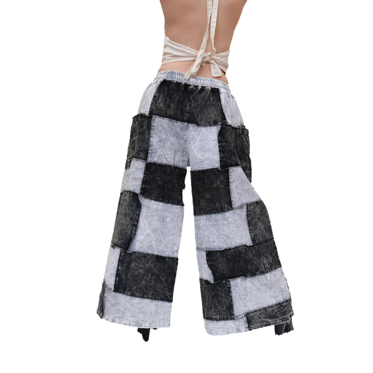 Patchwork Corduroy Wide Leg Pants