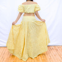 Gingham Flowy Skirt with Puff Sleeve Top