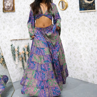 Ethereal Paisley Skirt with Ruffle Sleeve Top