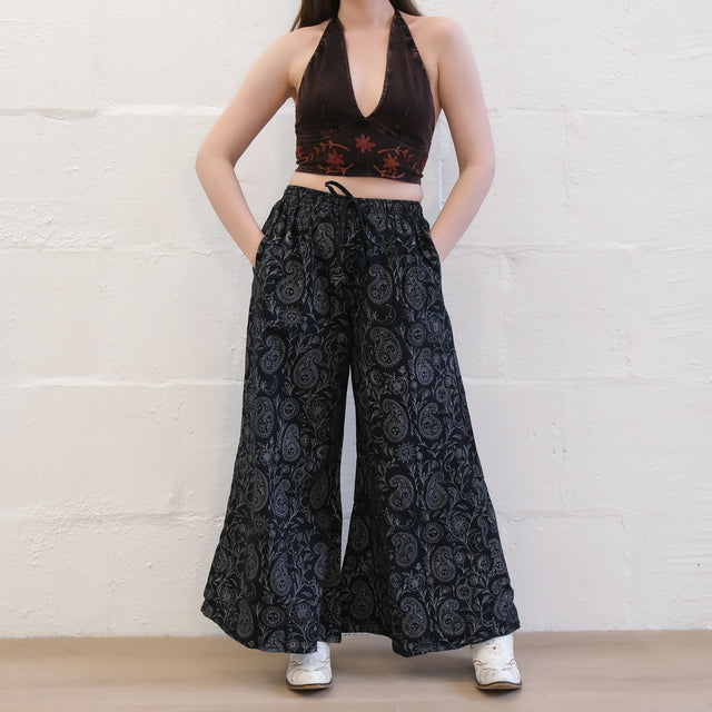 Flowy Paisley Boho Cotton Wide Leg Pants