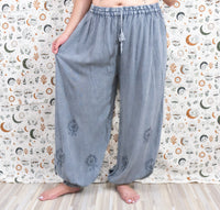 Embroidered Cotton Baggy Pants