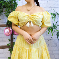 Gingham Flowy Skirt with Puff Sleeve Top