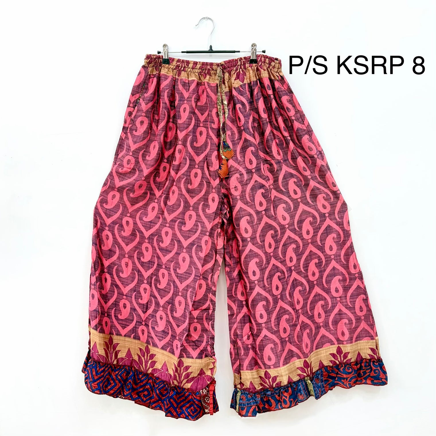 One of a Kind Recycled Plus Size Sari Flowy Boho Pants