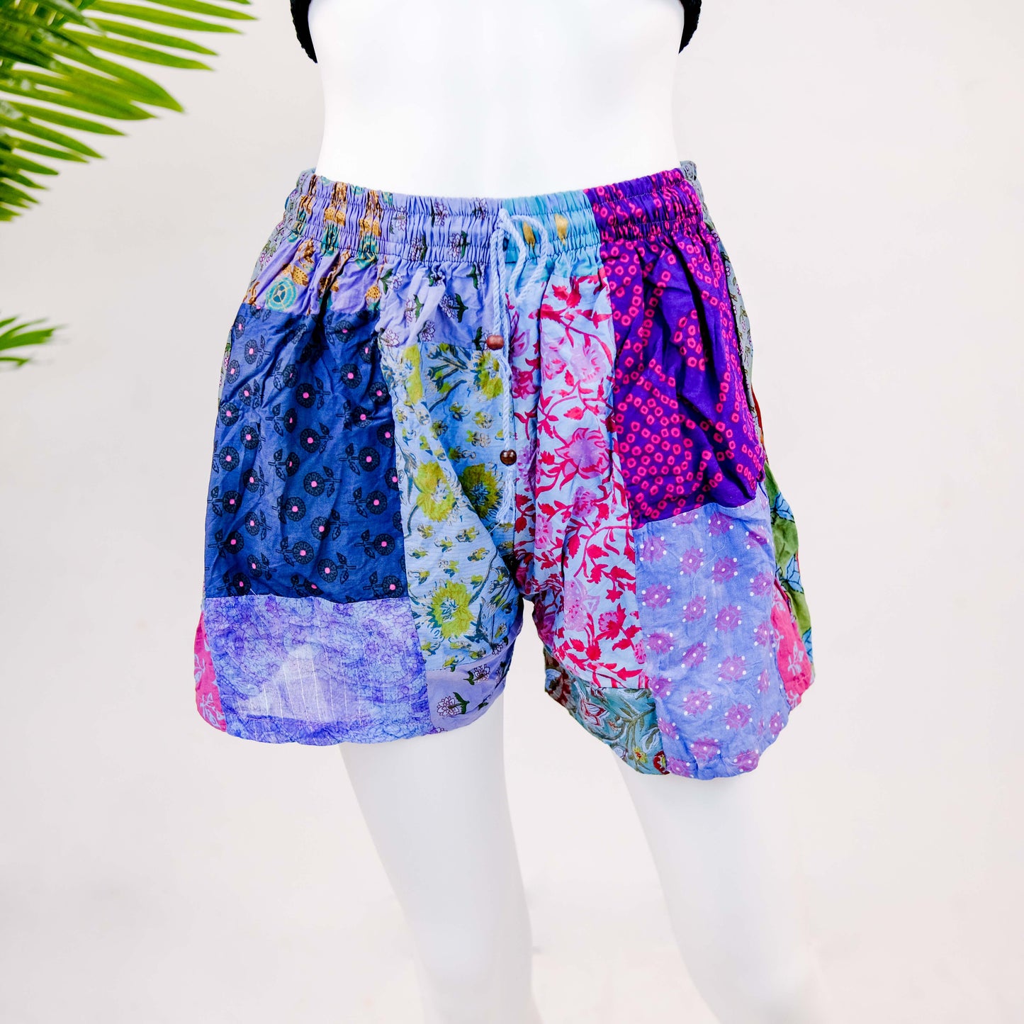 Cotton Patchwork Unisex Shorts with Pockets