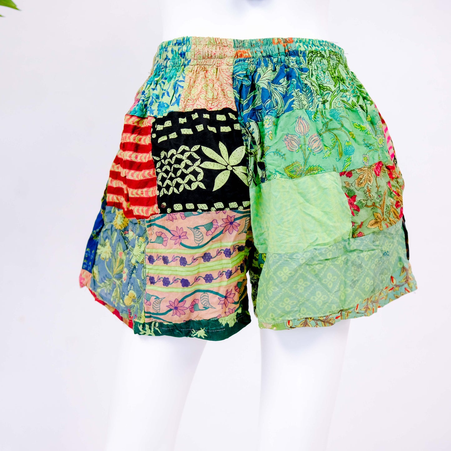 Cotton Patchwork Unisex Shorts with Pockets