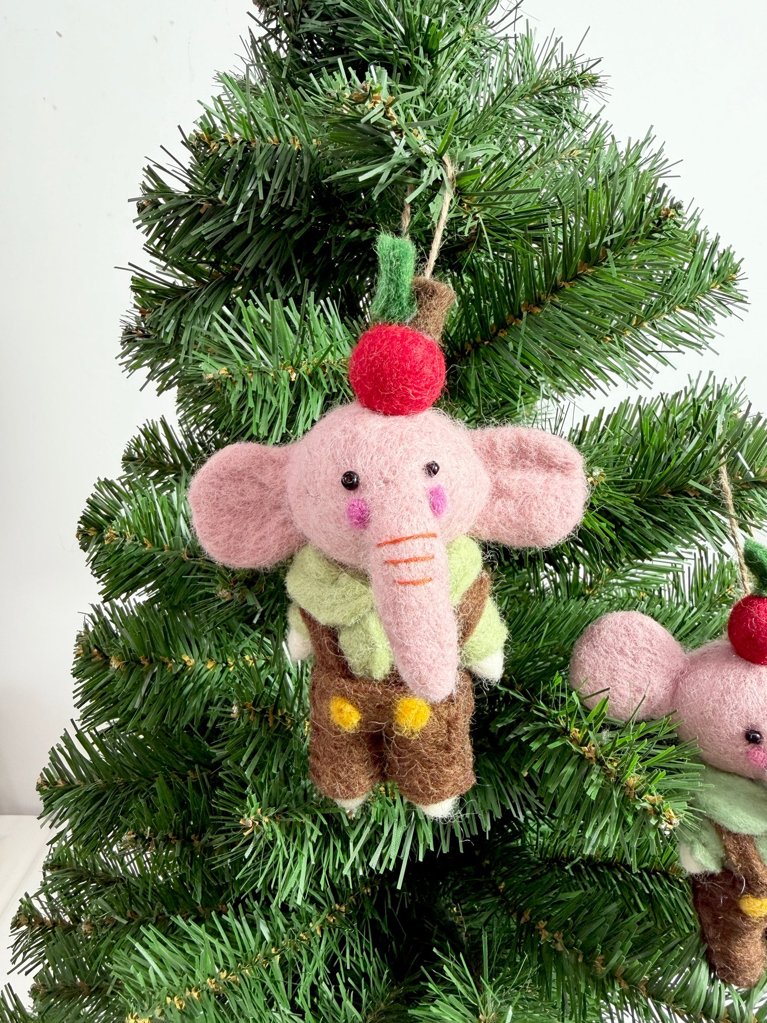 Handmade Felt Elephant Christmas Ornament