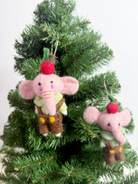 Handmade Felt Elephant Christmas Ornament